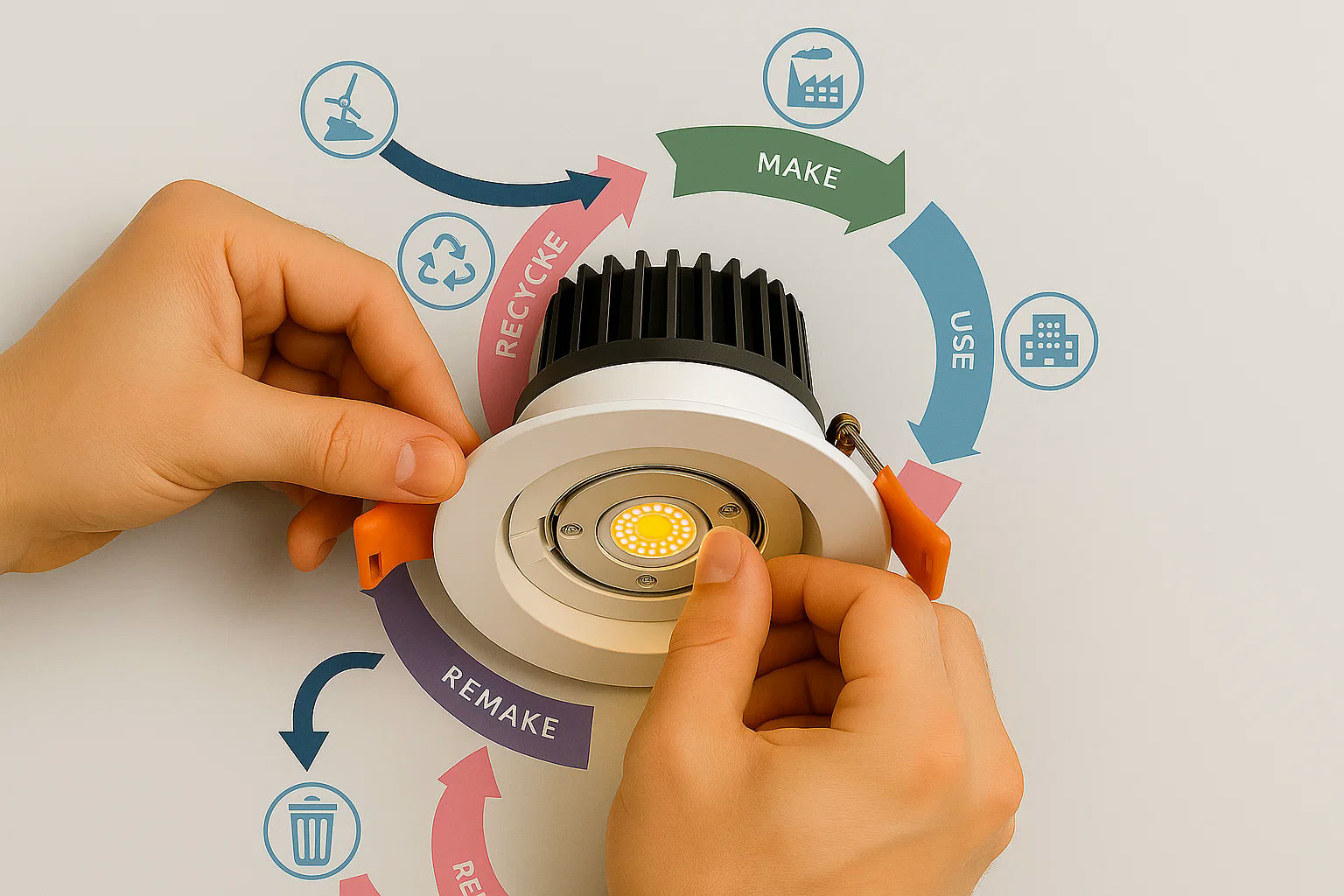 conceptual visual for circularity in lighting products and design
